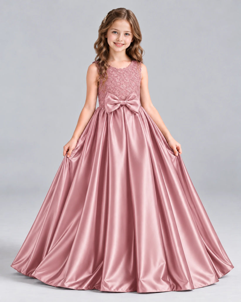 Dusty Rose Ball Gown Girls Formal Dress Front