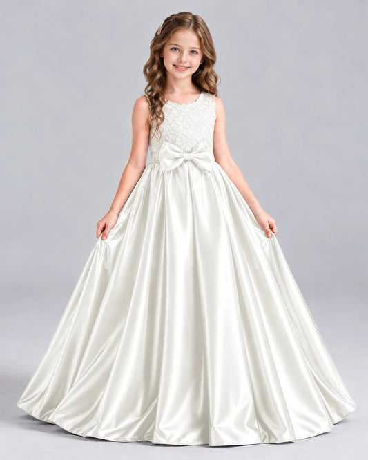 Ivory Ball Gown Girls Formal Dress Front