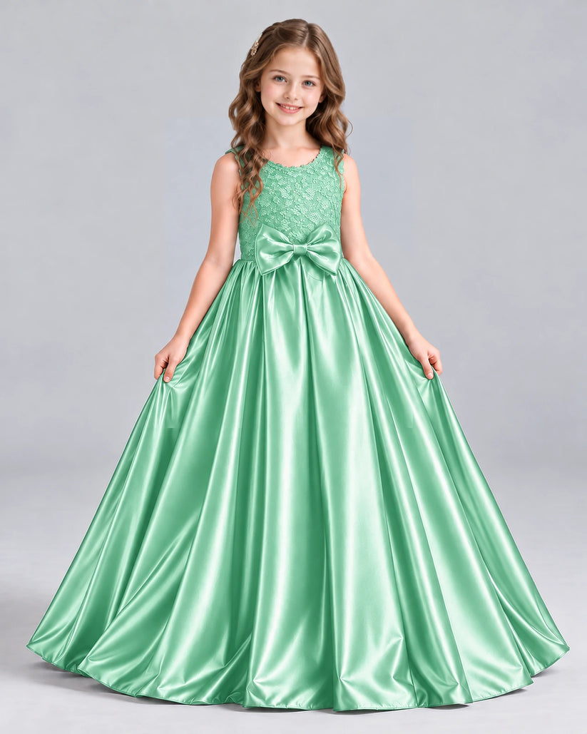 Mint Green Ball Gown Girls Formal Dress Front