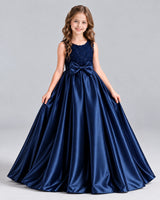 Navy Blue Ball Gown Girls Formal Dress Front