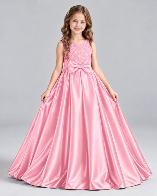 Pink Ball Gown Girls Formal Dress Front
