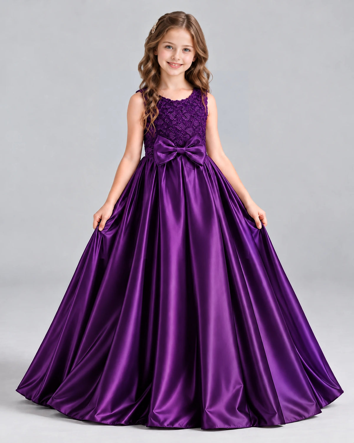 Purple Ball Gown Girls Formal Dress Front