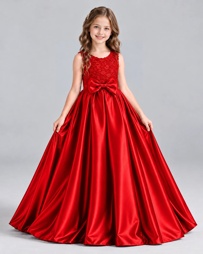 Red Ball Gown Girls Formal Dress Front