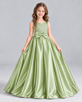 Sage Green Ball Gown Girls Formal Dress Front