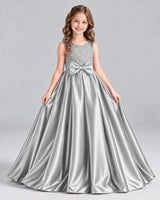 Silver Ball Gown Girls Formal Dress Front