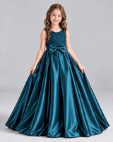 Teal Ball Gown Girls Formal Dress Front