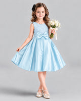 Dideyttawl Satin Bow Girls Formal Dress for Father Daughter Dance