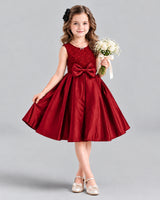 Dideyttawl Satin Bow Girls Formal Dress for Father Daughter Dance