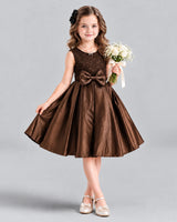 Dideyttawl Satin Bow Girls Formal Dress for Father Daughter Dance