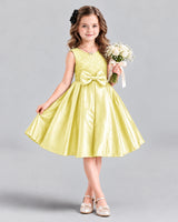 Dideyttawl Satin Bow Girls Formal Dress for Father Daughter Dance
