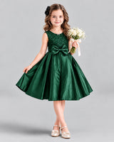 Dideyttawl Satin Bow Girls Formal Dress for Father Daughter Dance