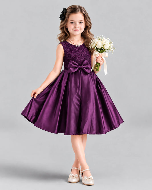 Grape A-line Girls Formal Dress Front