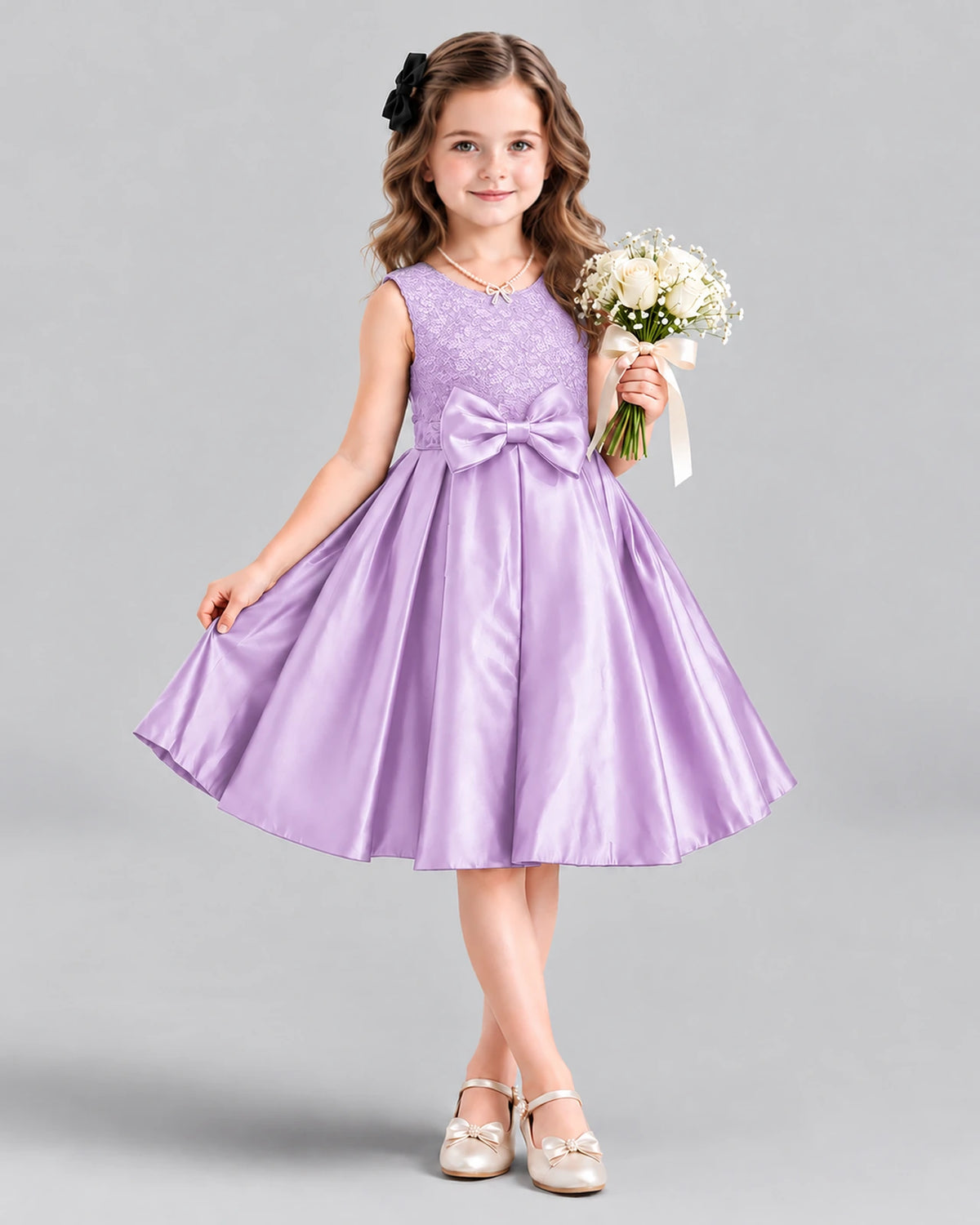 Lilac A-line Girls Formal Dress Front