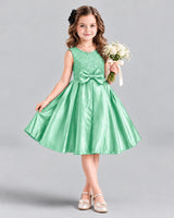 Dideyttawl Satin Bow Girls Formal Dress for Father Daughter Dance