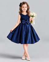 Dideyttawl Satin Bow Girls Formal Dress for Father Daughter Dance