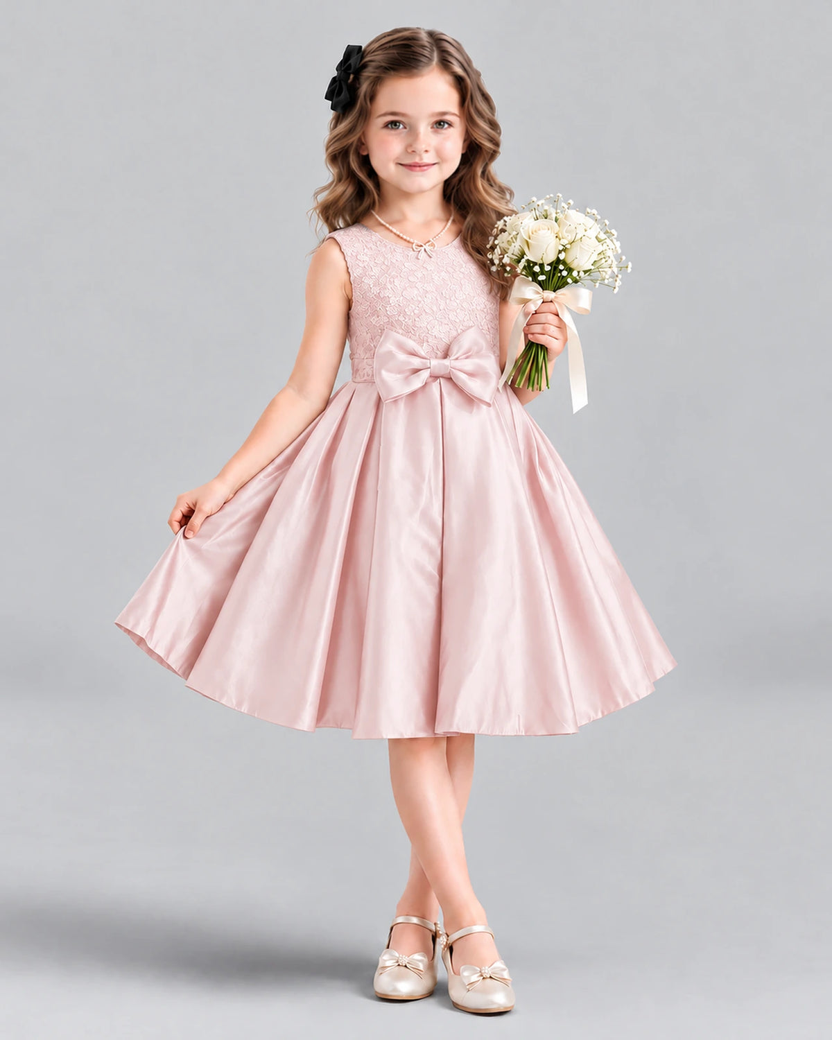 Pink A-line Girls Formal Dress Front