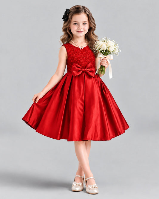 Red A-line Girls Formal Dress Front
