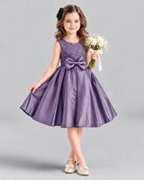 Dideyttawl Satin Bow Girls Formal Dress for Father Daughter Dance