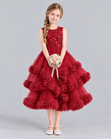 Burgundy Ball Gown Girls Formal Dress Front