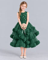 Dark Green Ball Gown Girls Formal Dress Front