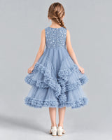Dusty Blue Ball Gown Girls Formal Dress Back [Shared]