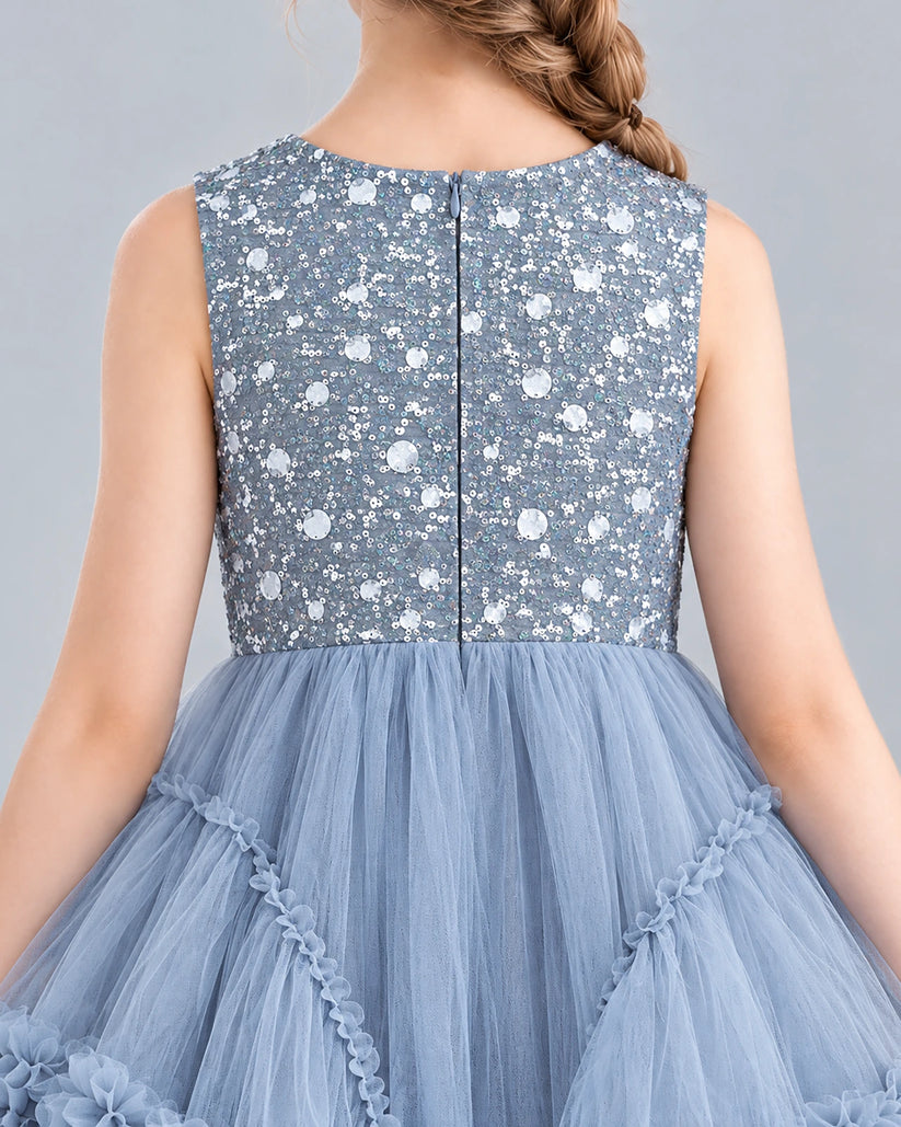 Dusty Blue Ball Gown Girls Formal Dress Back_Detail [Shared]