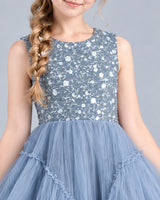 Dusty Blue Ball Gown Girls Formal Dress Detail [Shared]
