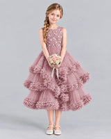 Dusty Rose Ball Gown Girls Formal Dress Front