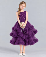 Grape Ball Gown Girls Formal Dress Front