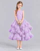 Lilac Ball Gown Girls Formal Dress Front
