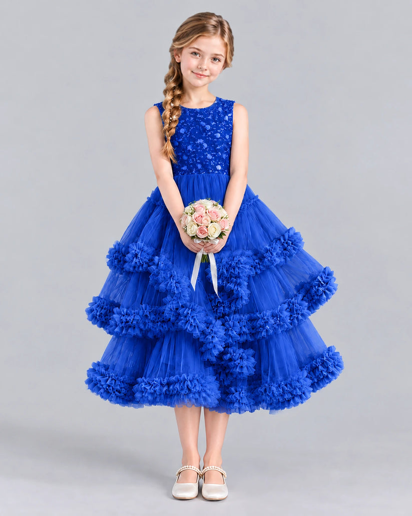 Royal Blue Ball Gown Girls Formal Dress Front