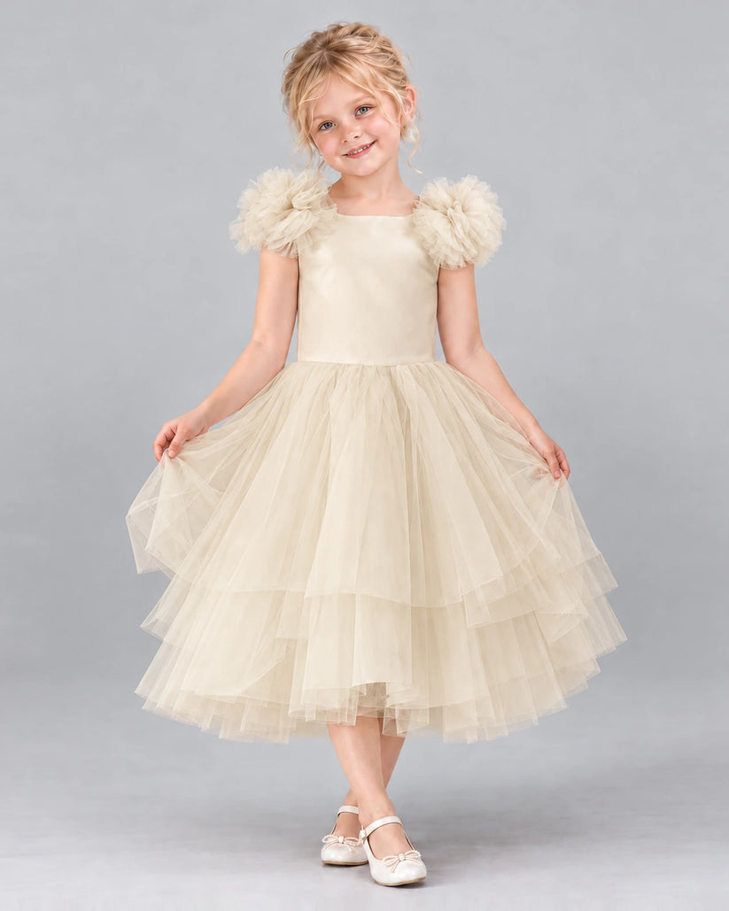 Champagne Ball Gown Flower Girl Dress Front