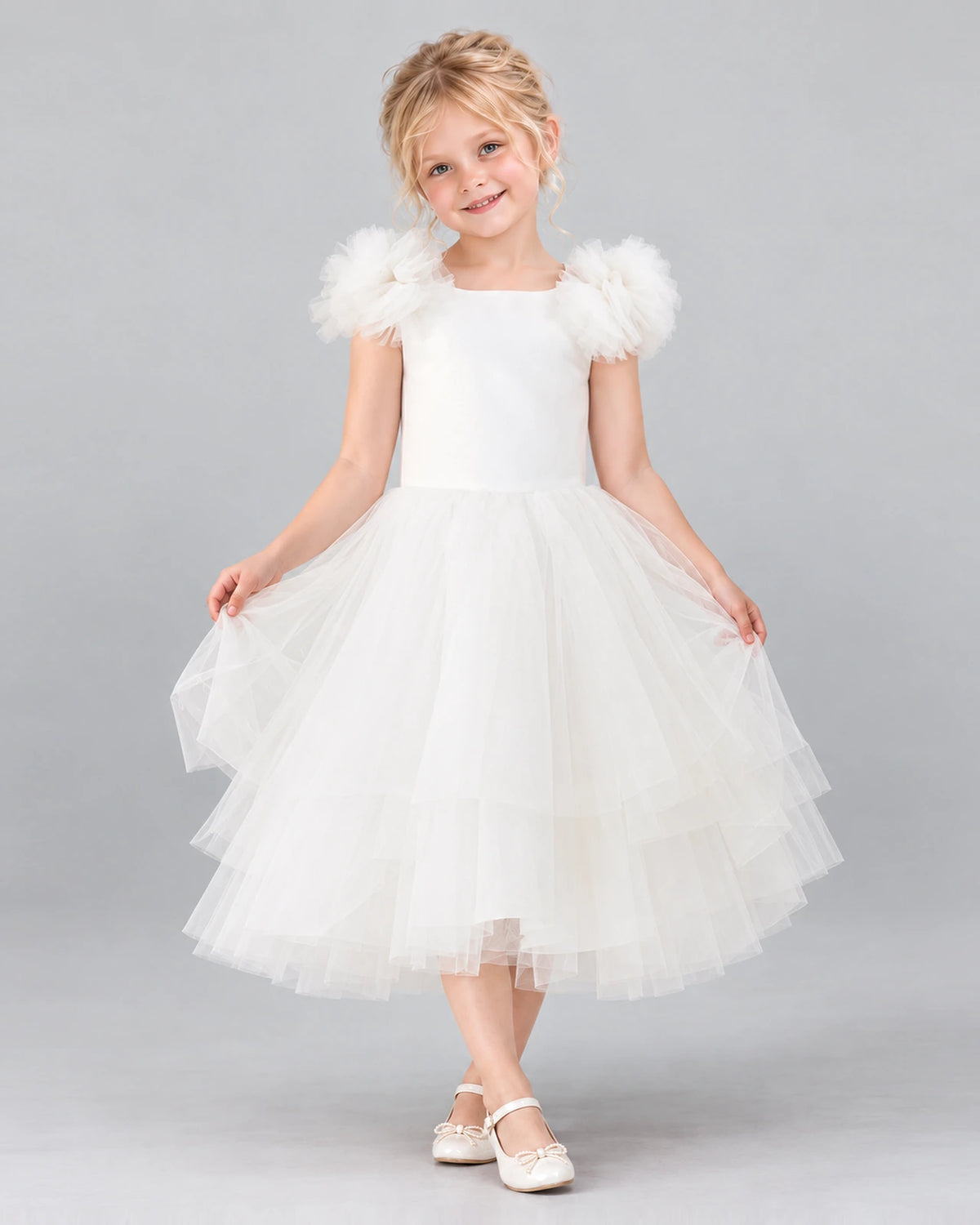 Ivory Ball Gown Flower Girl Dress Front