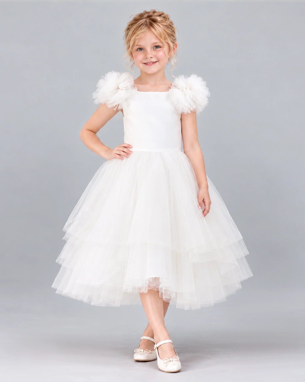 Ivory Ball Gown Flower Girl Dress Pose [Shared]