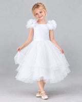 White Ball Gown Flower Girl Dress Front