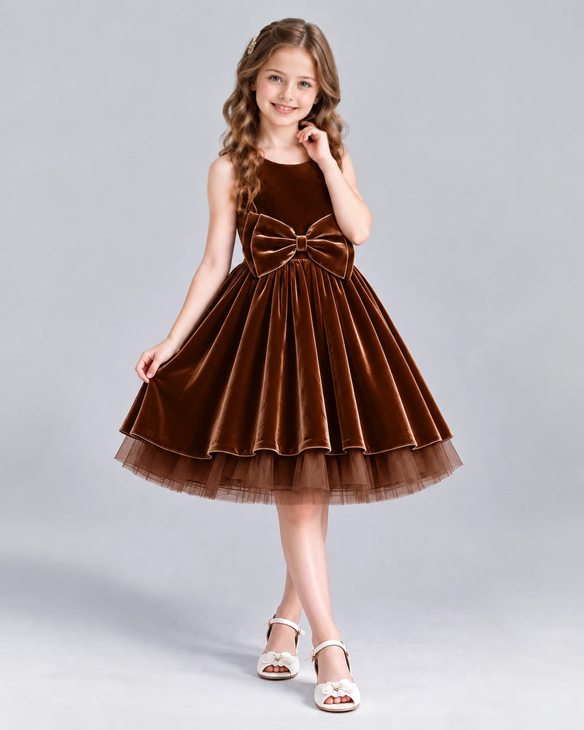 Chocolate Ball Gown Girls Formal Dress Front
