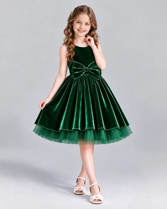 Dark Green Ball Gown Girls Formal Dress Front