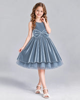 Dusty Blue Ball Gown Girls Formal Dress Front