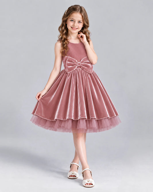 Dusty Rose Ball Gown Girls Formal Dress Front