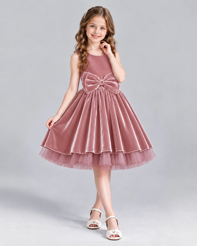 Dusty Rose Ball Gown Girls Formal Dress Front