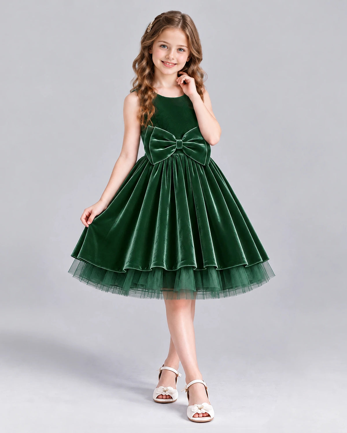 Emerald Green Ball Gown Girls Formal Dress Front