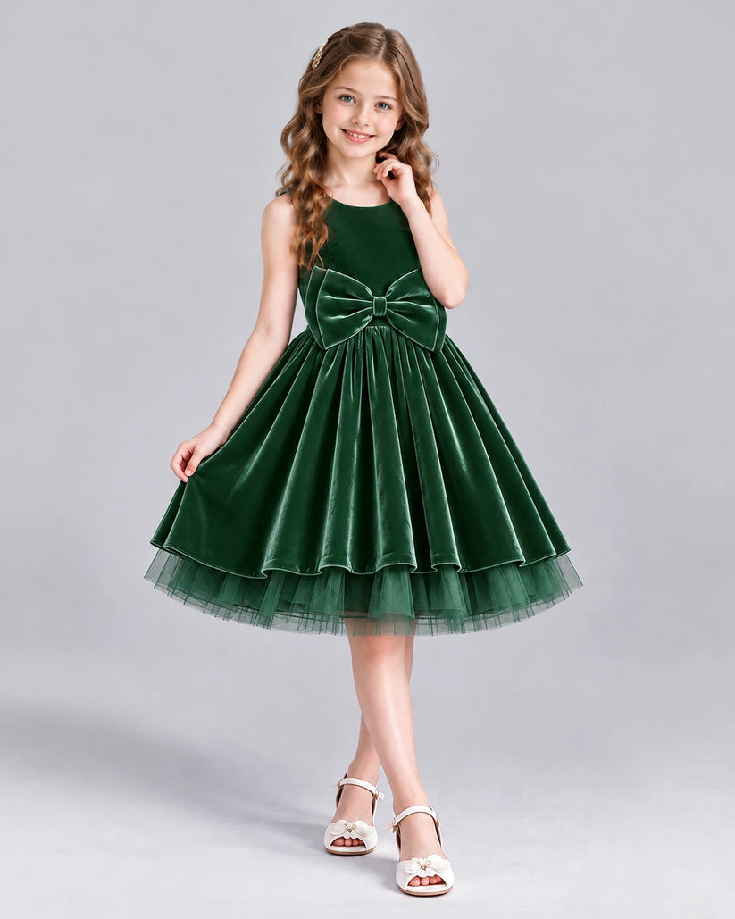 Emerald Green Ball Gown Girls Formal Dress Front