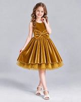 Gold Ball Gown Girls Formal Dress Front