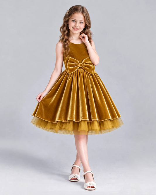 Gold Ball Gown Girls Formal Dress Front