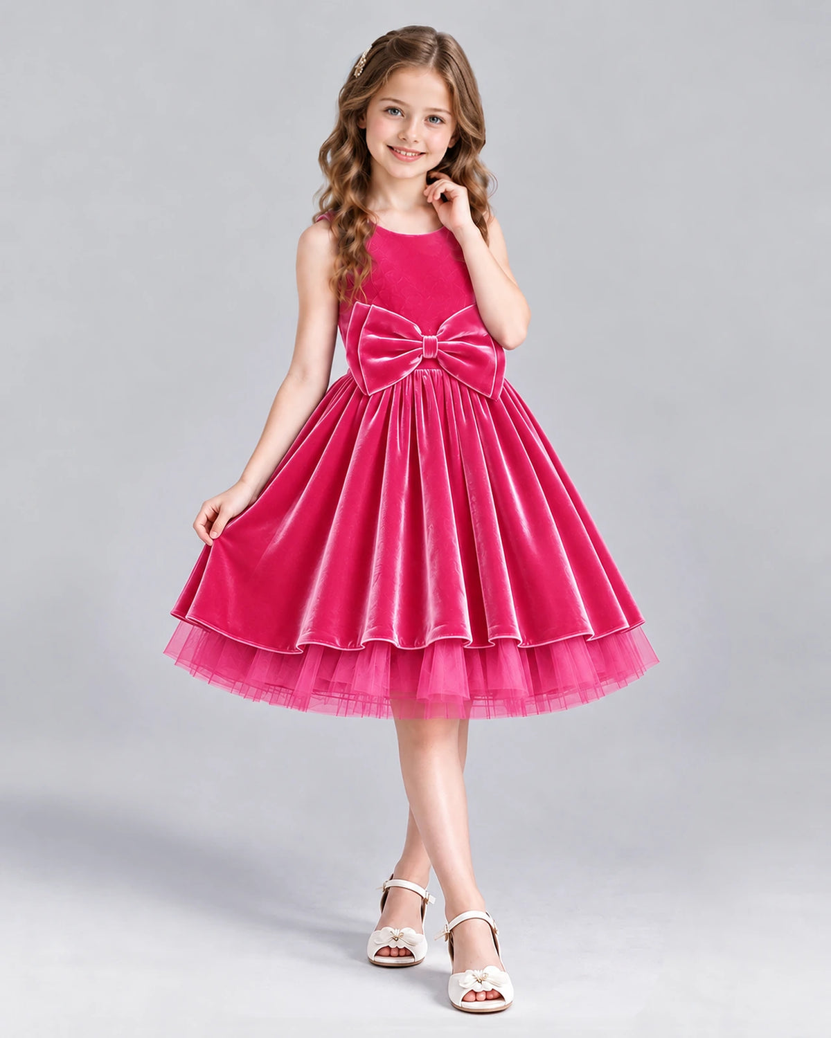 Hot Pink Ball Gown Girls Formal Dress Front