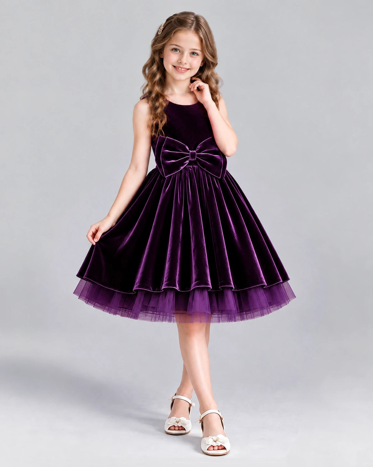 Purple Ball Gown Girls Formal Dress Front