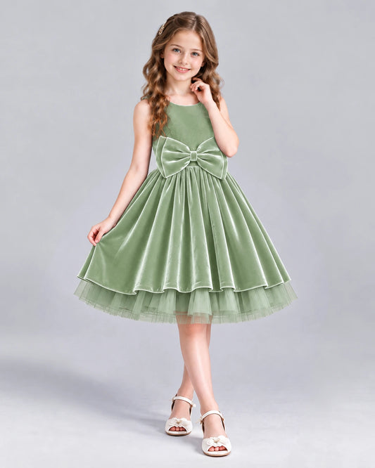 Sage Green Ball Gown Girls Formal Dress Front
