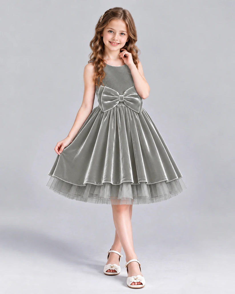 Silver Ball Gown Girls Formal Dress Front