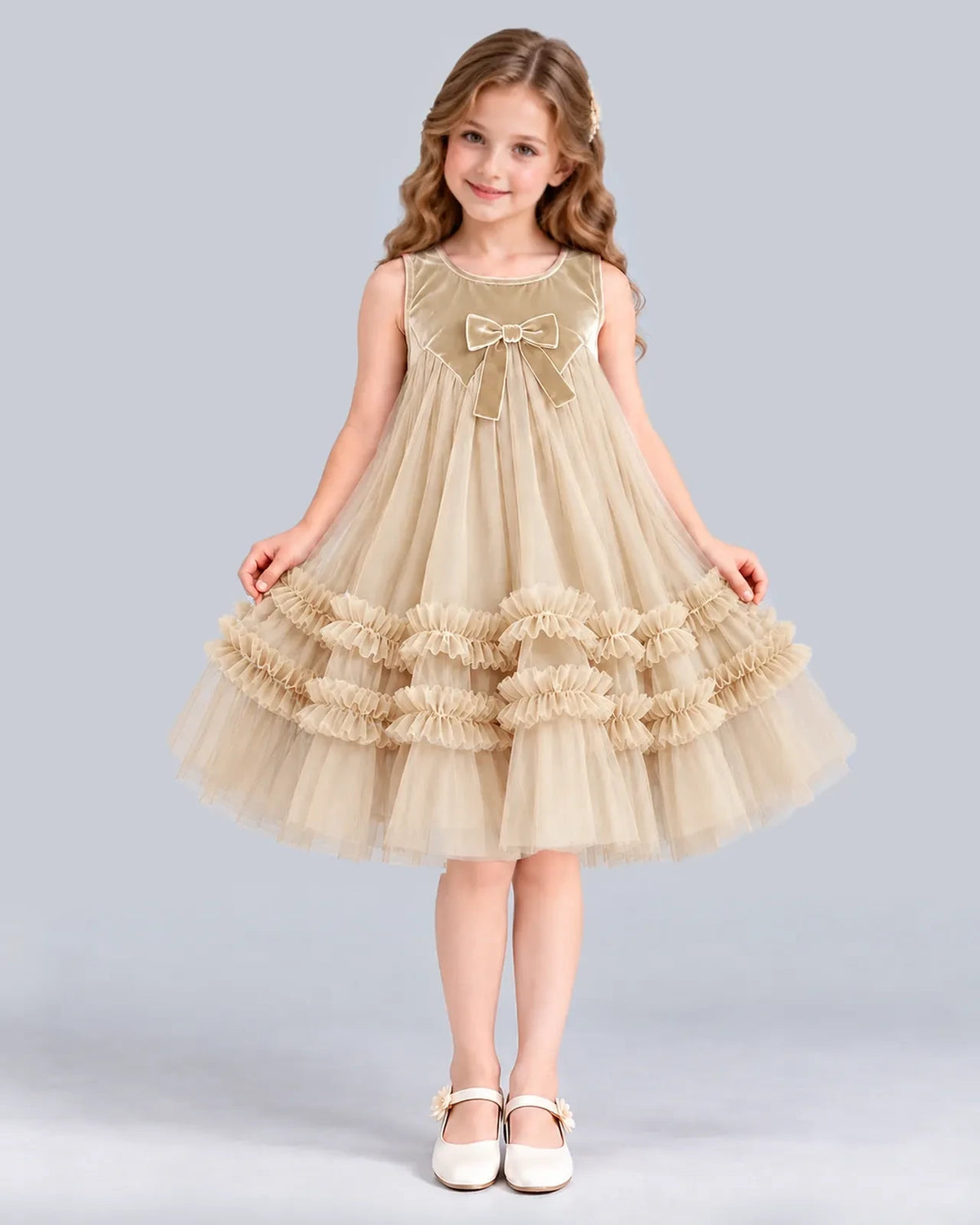 Champagne Ball Gown Girls Formal Dress Front