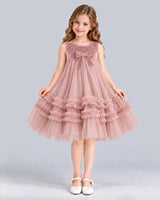 Dusty Rose Ball Gown Girls Formal Dress Front